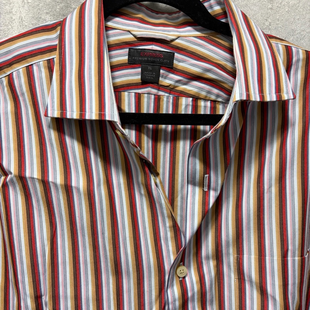 Express Multicolor Striped Button Down Shirt - image 4
